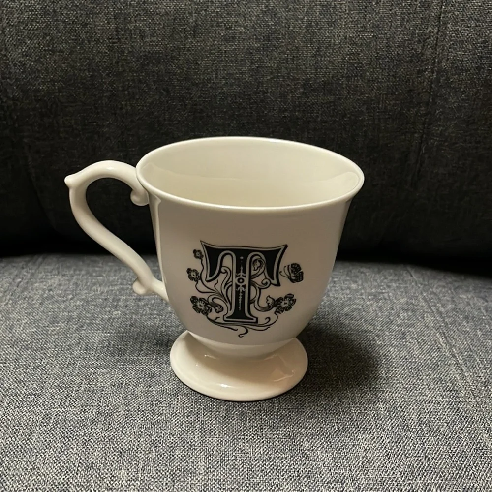 Anthropologie Missus Footed Pedestal Monogram Mug